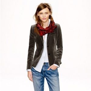 J.Crew taupe/gray velvet schoolboy 2 button blazer